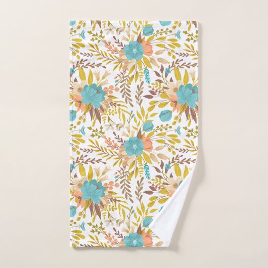 Boho Style Summer Wildflower Monogram Bad Handdoek (Handdoek)