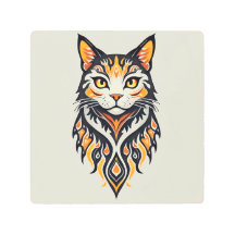 Boho Style Symmetrische Feline Illustration