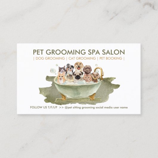 Boho Style Verzorging Dier Bad Spa Katten Honden Visitekaartje (Voorkant)