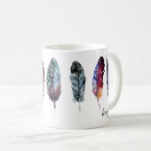 Boho Style Waterverf Feathers Personalizeerd Koffiemok (Voorkant rechts)