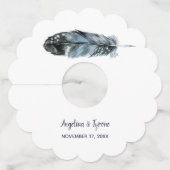Boho Style Waterverf Feathers Place Card Wijnglaslabel (Achterkant)