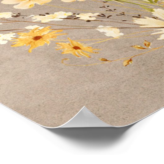 Boho Style Wildflower Minimalistisch Poster (Hoek)