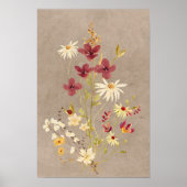 Boho Style Wildflower Minimalistisch Poster (Voorkant)