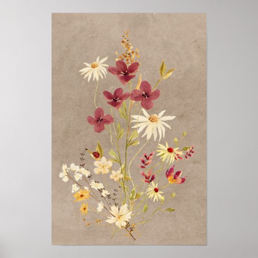  Boho Style Wildflower Minimalistisch Poster (Voorkant)