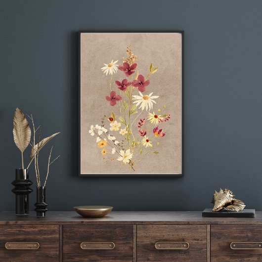 Boho Style Wildflower Minimalistisch Poster