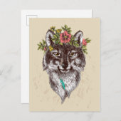 Boho Style Wolf Halo Portrait Briefkaart (Voorkant / Achterkant)