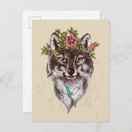 Boho Style Wolf Halo Portrait Briefkaart (Voorkant / Achterkant)