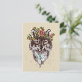 Boho Style Wolf Halo Portrait Briefkaart (Staand voorkant)