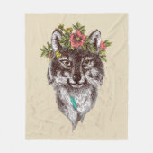 Boho Style Wolf Halo Portrait Fleece Deken (Voorkant)
