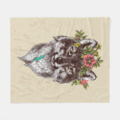 Boho Style Wolf Halo Portrait Fleece Deken (Voorkant (Horizontaal))