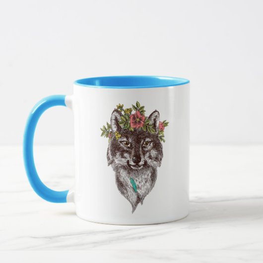Boho Style Wolf Halo Portrait Mok (Links)
