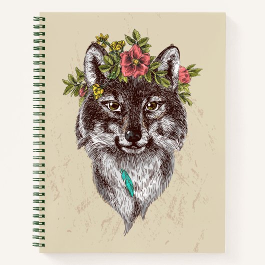Boho Style Wolf Halo Portrait Notitieboek (Voorkant)