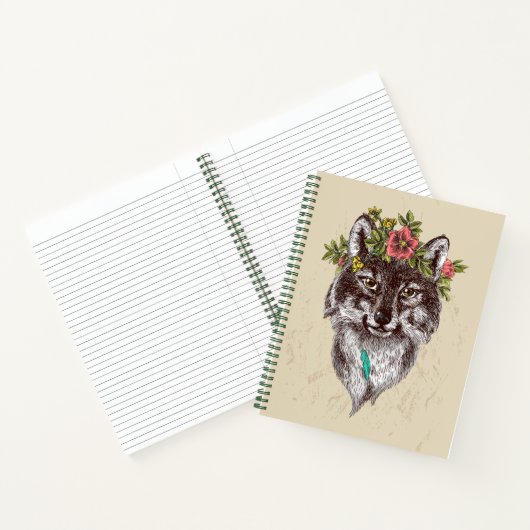 Boho Style Wolf Halo Portrait Notitieboek (Binnen)