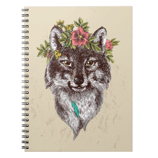 Boho Style Wolf Halo Portrait Notitieboek (Voorkant)
