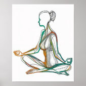 Boho Style Woman in Yoga Pose Single Line Art Post Poster (Voorkant)