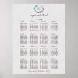 Boho Succulent Cactus Krans Bruiloftstoewijzingska Poster