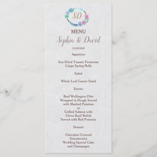 Boho Succulent Cactus Krans Trouwmenu Menu (Voorkant)