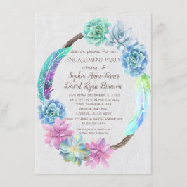 Boho Succulent Cactus Krans Verlovingsfeest Kaart