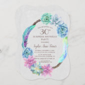 Boho Succulent Cactus Wreath 30th Birthday Party Kaart (Voorkant / Achterkant)