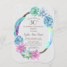 Boho Succulent Cactus Wreath 30th Birthday Party