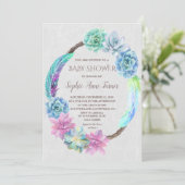 Boho Succulent Cactus Wreath Baby shower Invite Kaart (Staand voorkant)