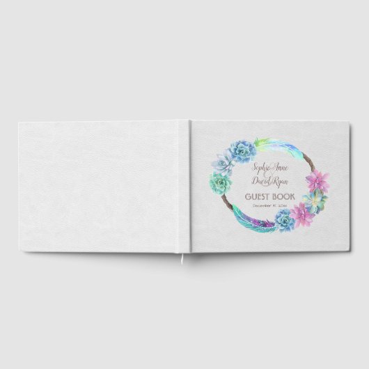 Boho Succulent Cactus Wreath Wedding Gastenboek (Volledig)