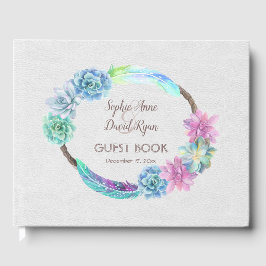 Boho Succulent Cactus Wreath Wedding Gastenboek