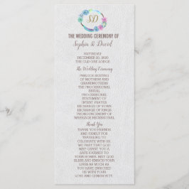 Boho Succulent Cactus Wreath Wedding Program Programmakaart