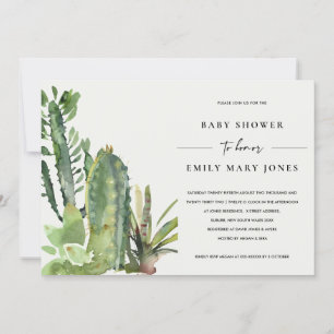 BOHO SUCCULENT DESERT CACTI FAUNA BABY SHOWER KAART