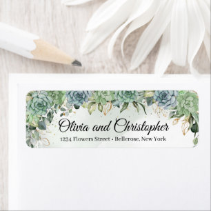 Boho succulent eucalyptus faux gold lijst etiket