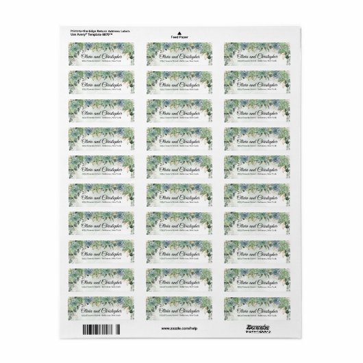 Boho succulent eucalyptus faux gold lijst etiket (Full Sheet)