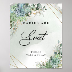 Boho succulent eucalyptus gold Baby's zijn zoet Poster