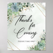 Boho succulent eucalyptus gold Bedankt voor Coming Poster (Voorkant)
