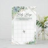 Boho succulent eucalyptus gold lijst baby Bingo (Staand voorkant)