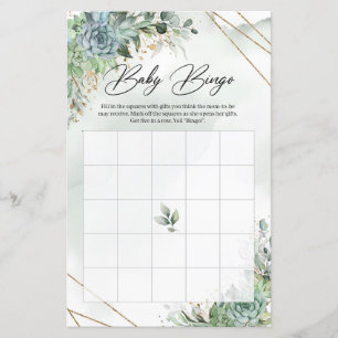 Boho succulent eucalyptus gold lijst baby Bingo