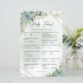 Boho succulent eucalyptus gold lijst Baby trivia (Staand voorkant)