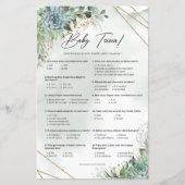 Boho succulent eucalyptus gold lijst Baby trivia (Voorkant)