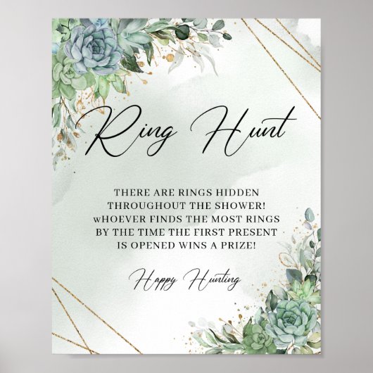Boho succulent eucalyptus gold lijst Ring Hunt Poster (Voorkant)