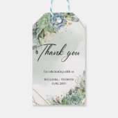 Boho succulent eucalyptus gold Weddenschap Gift La Cadeaulabel (Achterkant)