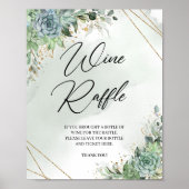 Boho succulent eucalyptus Gold Wine Raffle game Poster (Voorkant)