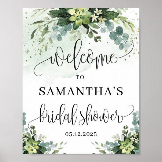 Boho succulent floral vrijgezellenfeest welkomstte poster (Voorkant)