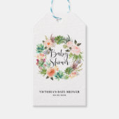 Boho Succulent Floral Wreath Baby shower Dank u Cadeaulabel (Voorkant)