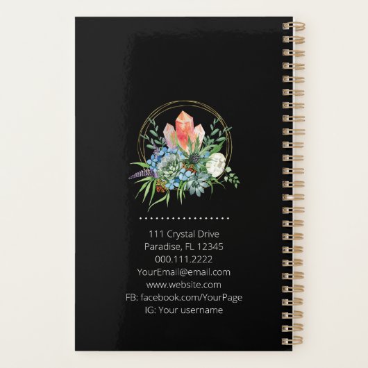 Boho Succulent Flowers Bouquet Crystals Waterverf Planner (Achterkant)