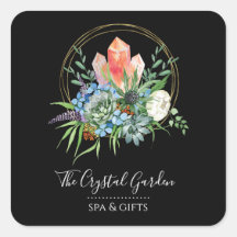 Boho Succulent Flowers Bouquet Crystals Waterverf