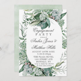 Boho Succulent Greenery Engagement Party Kaart