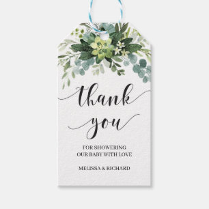 Boho succulent greenery foliage baby shower cadeaulabel