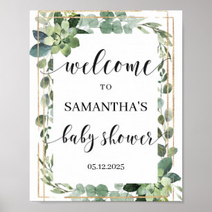 Boho succulent greenery foliage welkomstteken poster