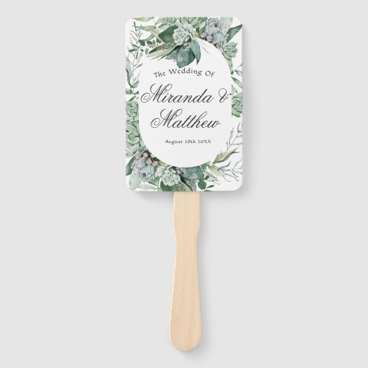 Boho Succulent Greenery Wedding Bedankt Handwaaier (Voorkant)