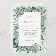 Boho Succulent Greenery Wedding Invitation