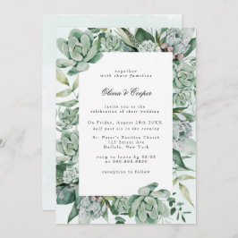 Boho Succulent Greenery Wedding Invitation Kaart
